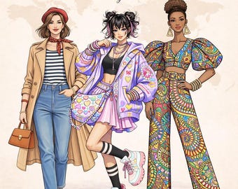 Fashion Around the World Coloring Book | 30 Illustrations + Inspiration Pages (PDF Download)