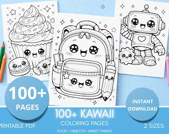 Raccolta di pagine da colorare Kawaii – Oltre 100 immagini di cibo, oggetti e dolci (download in PDF)