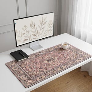 Traditional Pattern Desk Mat | Vintage Textile Archive Inspired Workspace Rug