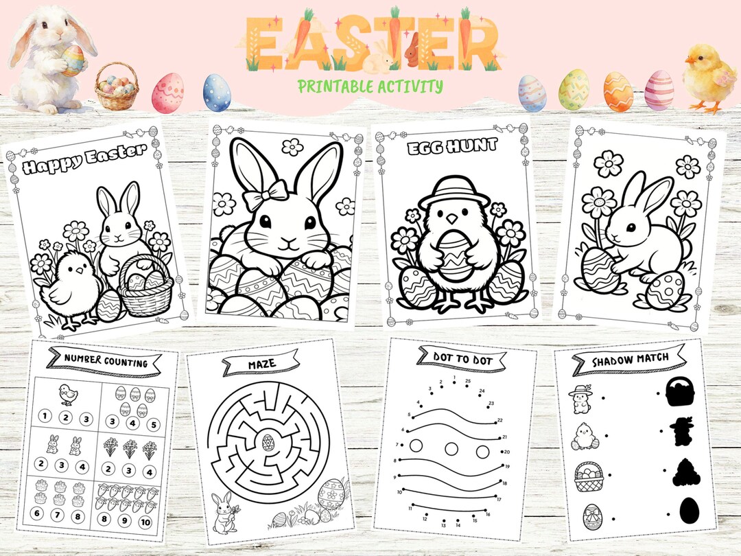 Easter Activity Pack for Kids, 20 Page Printable Easter Games, Toddler ...