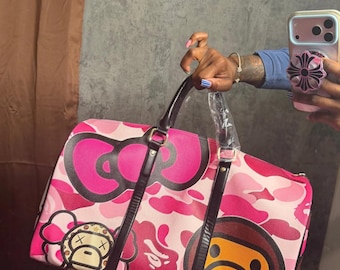 Pink H Kitty X Bape Milo Duffle Bag