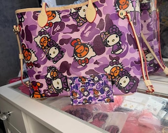 Purple Bape x HK Tote Bag