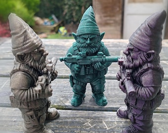Tactical Gnome Figurine, Military Gnome Statue, Funny 3D Printed Gift for Gamers