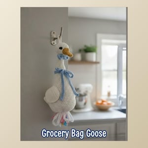 Patrón de Ganso para Bolsa de Compras a Crochet (PDF), Soporte para Bolsas de Ganso a Crochet Fácil, Decoración de Ganso para la Cocina, Patrón de Soporte para Bolsas de Compras, Descarga Digital