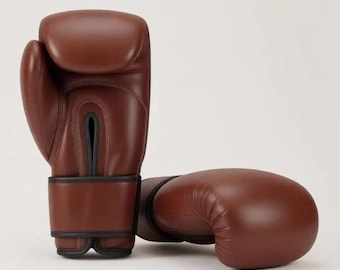 Handgemaakte bruine leren bokshandschoenen | PRO-serie