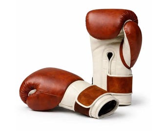 Handmade Full-Grain Leather Boxing Gloves Pair | Suede Leather Strap