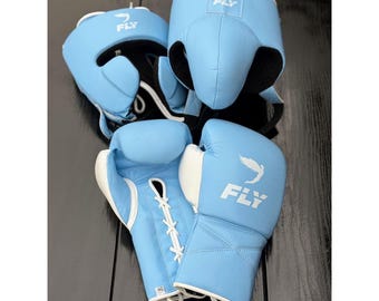 Conjunto de equipo de boxeo premium: guantes de cuero de vaca, protector de cabeza, protector inguinal / equipo de entrenamiento y sparring.