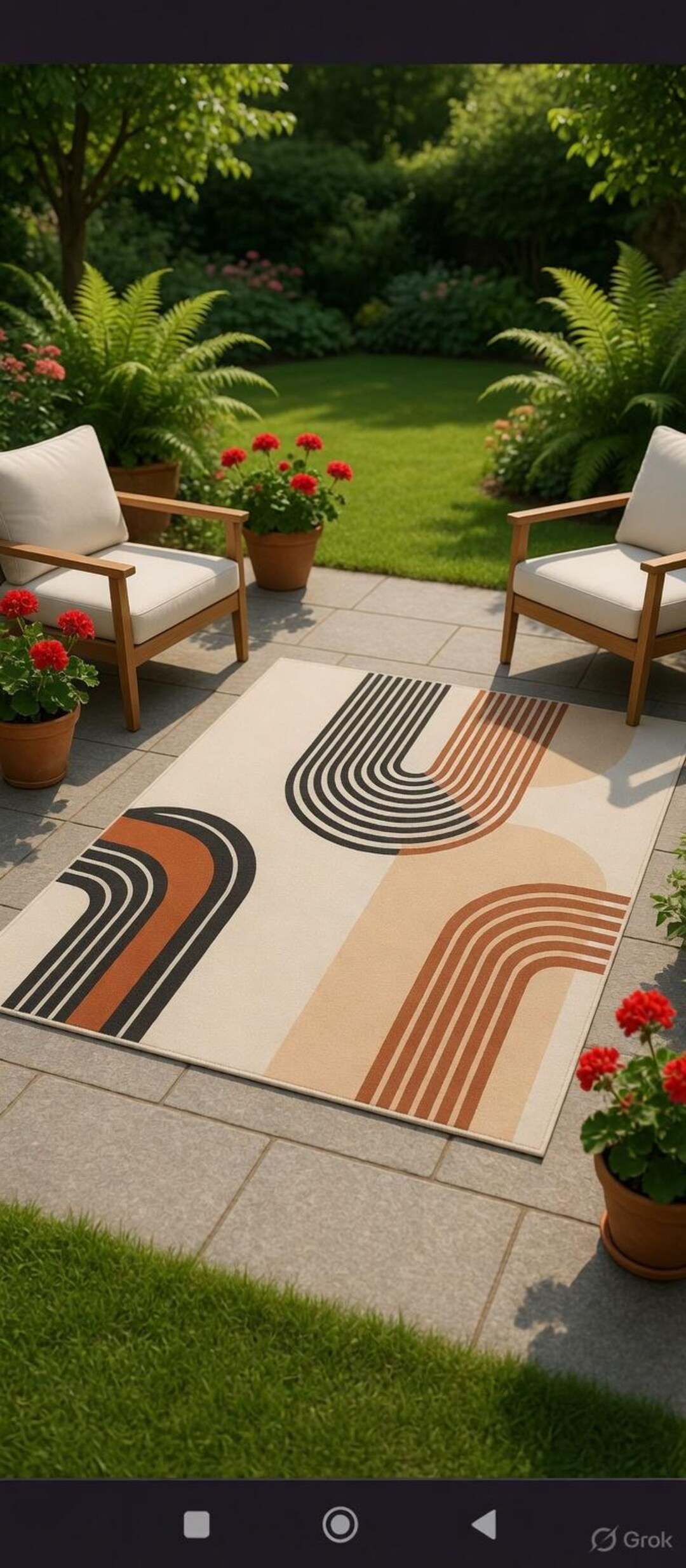 Hand Tufted Wool Rug, Mid Century Modern Abstract Geometric, Black Rust ...