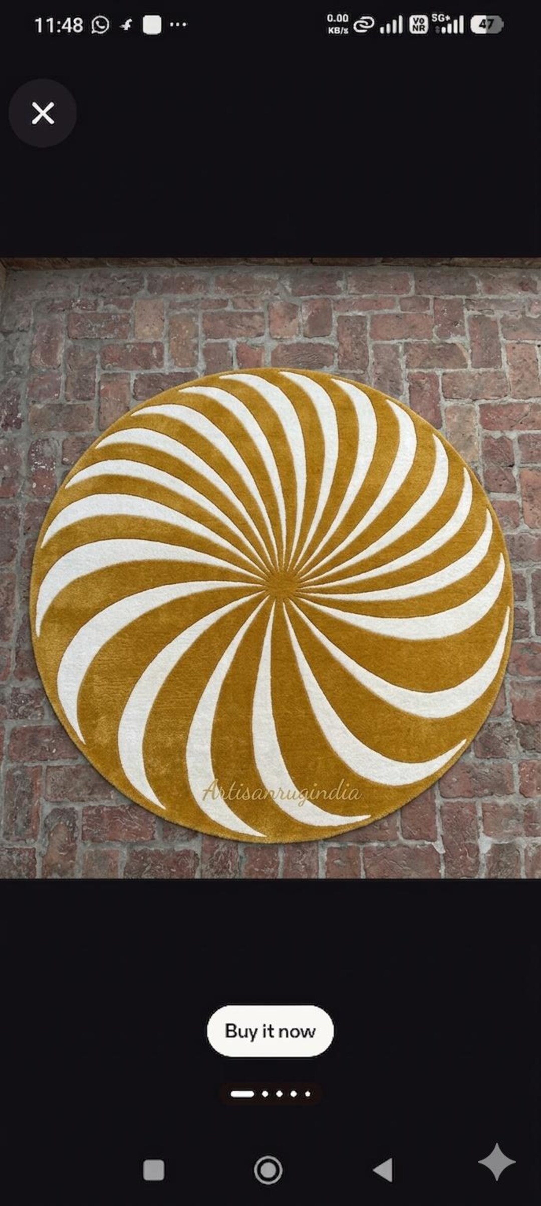 Hand Tufted Wool Round Rug, Mustard Ivory Spiral Abstract Carpet - Etsy