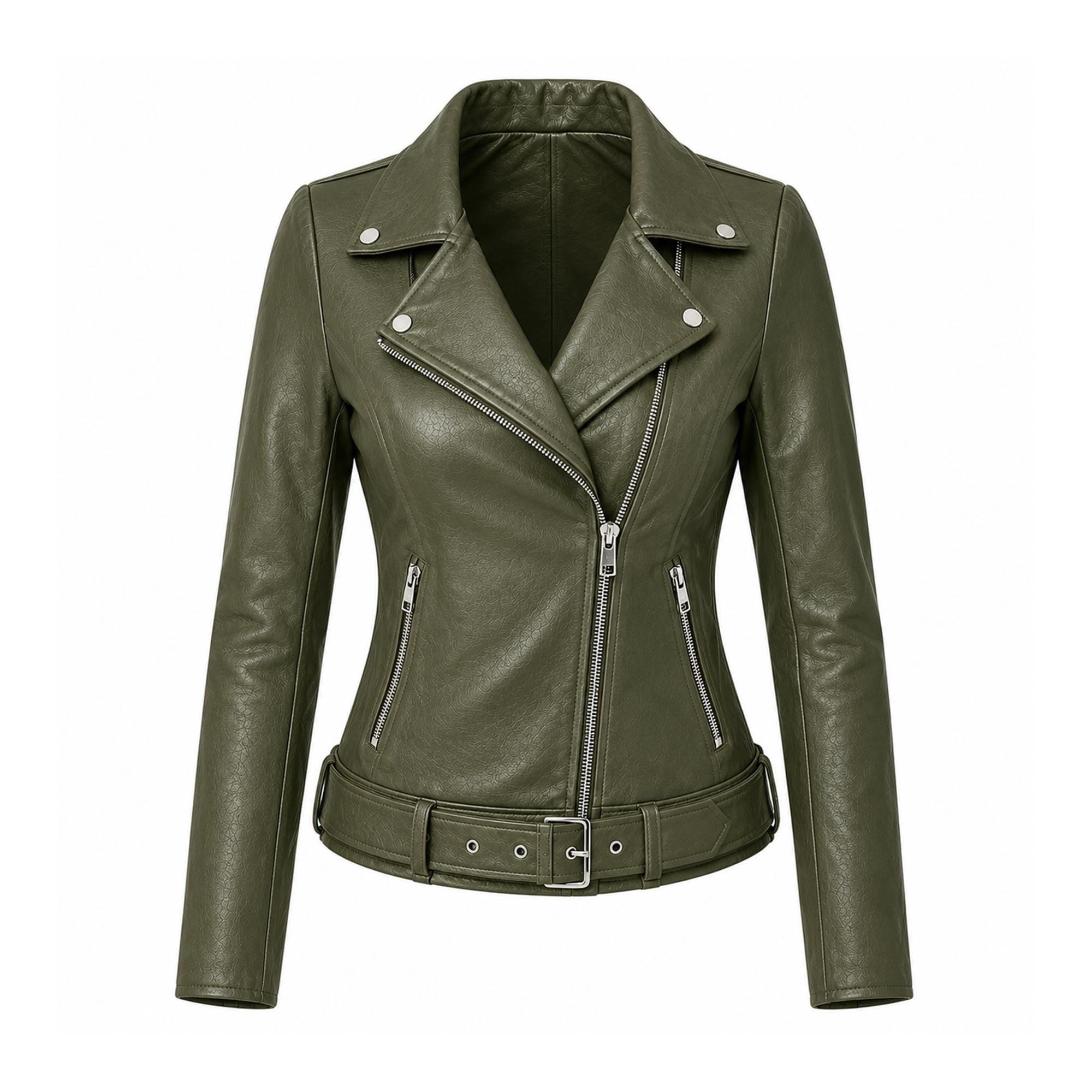 Olive Green Leather Jacket - Etsy