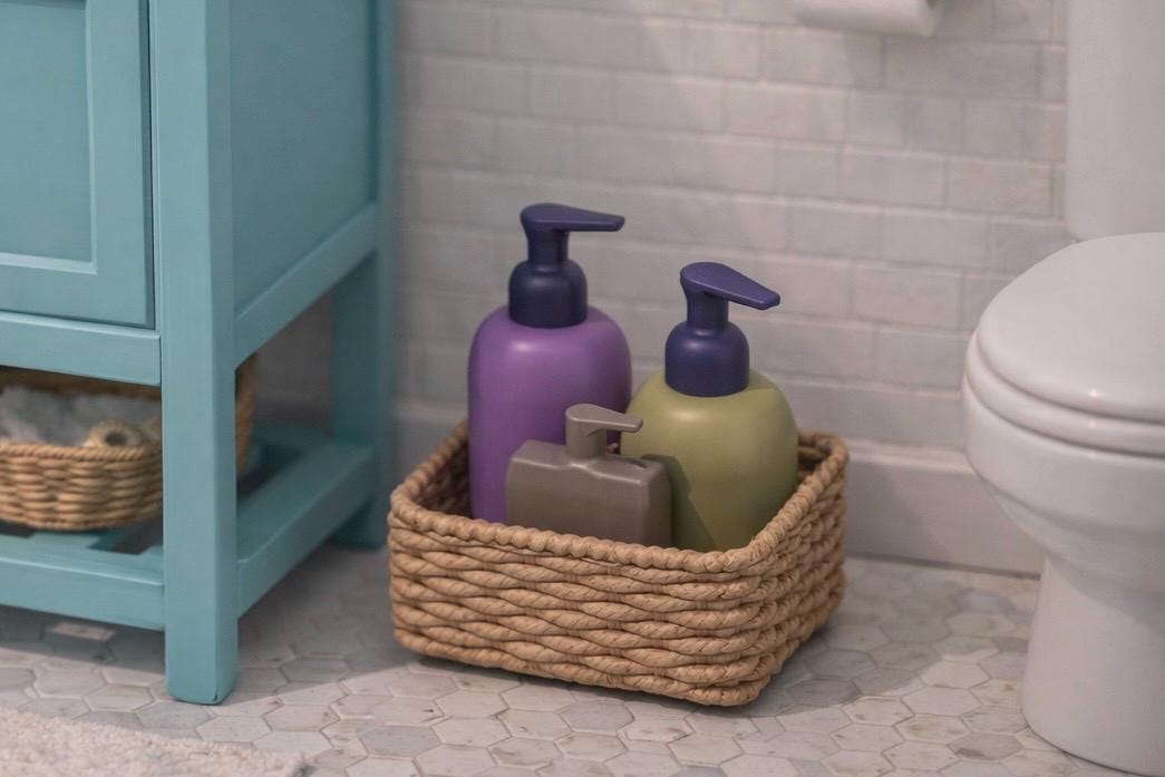 Accessoires de salle de bain pour maison de - Modèle scène mini salle de bain échelle 1 12 | Accessoires de meubles miniatures pour jeu symbolique