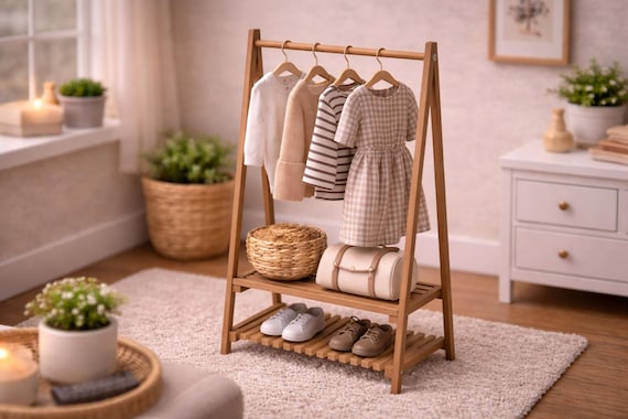 STL file - Miniature Clothes Rack 1/12 Scale for doll house (3D printer)