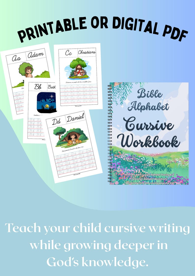 Bible Alphabet Cursive Workbook - Etsy