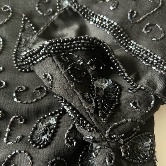 Vintage Stenay Black Beaded Sequin Silk Gown Size… - image 7