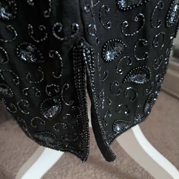 Vintage Stenay Black Beaded Sequin Silk Gown Size… - image 4