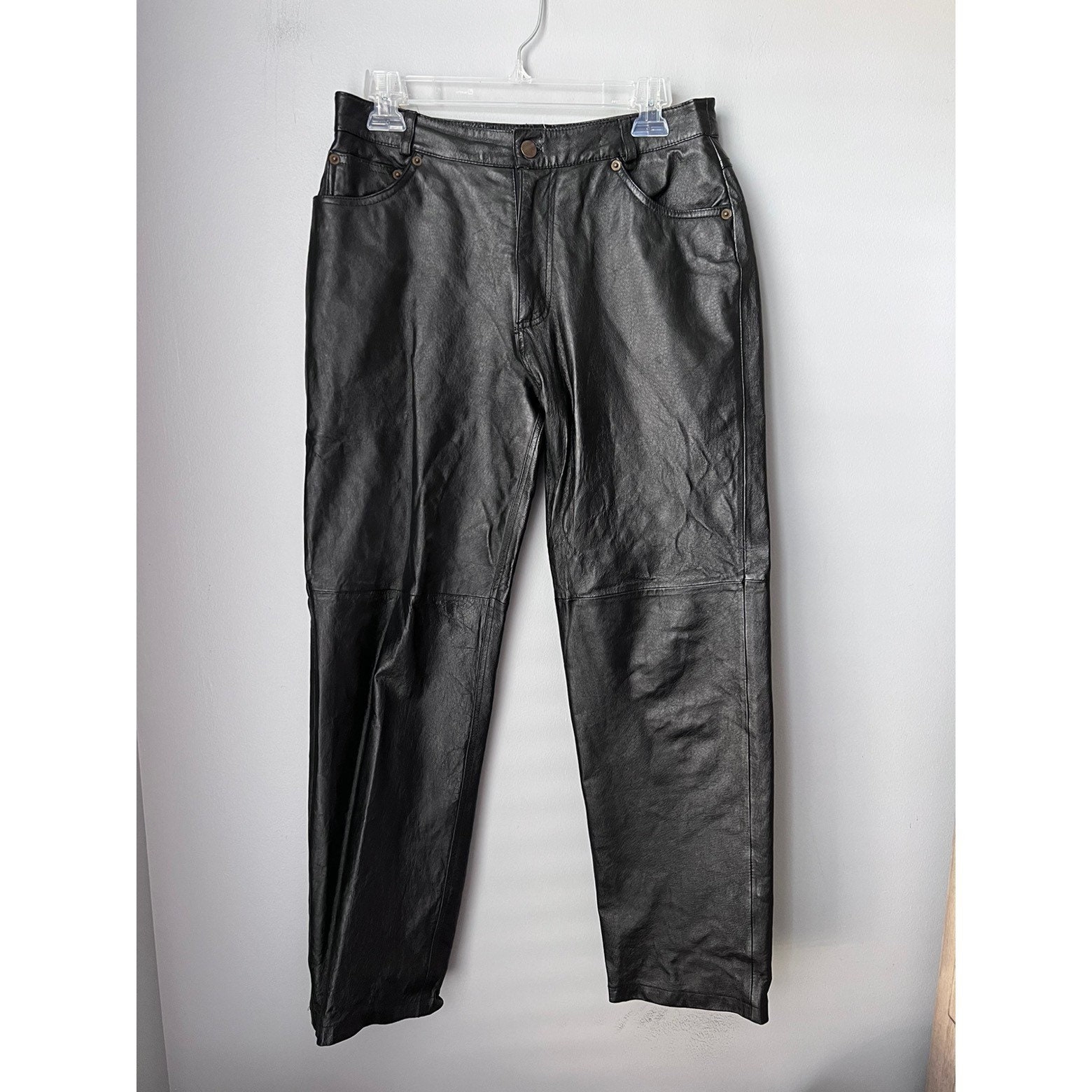 Vtg 90s Bagatelle Black Leather Pants 