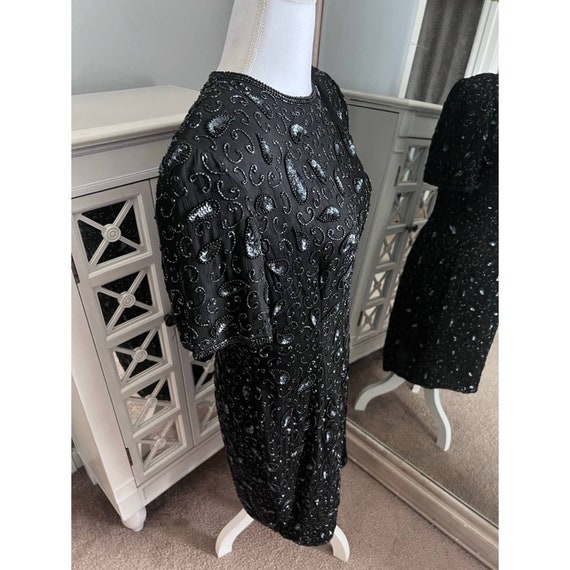 Vintage Stenay Black Beaded Sequin Silk Gown Size… - image 2