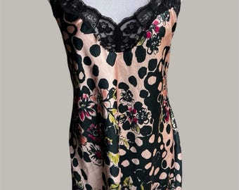 Victoria’s Secret Satin y2k babydoll slip dress polka dot print leopard floral