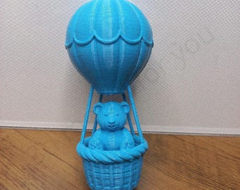 Bear Hot Air Balloon Sculpture, Cute Nursery Decor, Art Toy Model 3D Printing - Blender Modeling - BambuLab - Limited Edition, Only Few Left