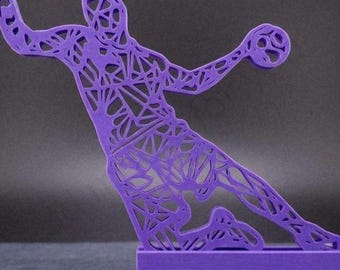 Modern GEOMETRIC HANDBALL Player JUMP Shot Wall Art - 3D Printing - Blender Modeling - BambuLab - Limited Edition, Only Few Left.