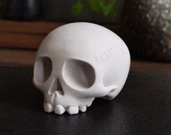 Anatomical Simplified Skull, Minimalist Human Bone Decor Goth Art 3D Printing - Blender Modeling - BambuLab - Limited Edition, Only Few Left