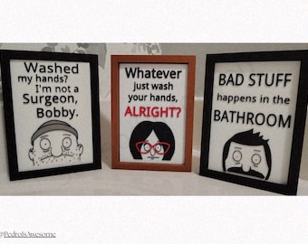 Bobs Burgers Bathroom Signs, Toilet Wall Mount Decor - 3D Printing - Blender Modeling - BambuLab - Limited Edition, Only Few Left.