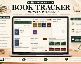 Interactive Book Tracker | Digital Reading Journal & Planner (PDF Bundle)