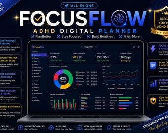 ADHD Digital Planner Web App | Daily, Weekly, Monthly Habit Tracker (Offline)