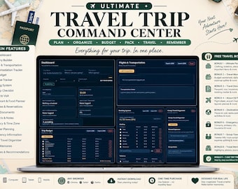 Interactive Travel Planner | Trip Itinerary, Budget, Packing List (Digital Download)