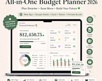All-in-One Budget Planner (Notion, Excel, PDF) Debt Tracker Dashboard