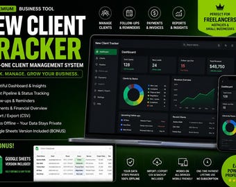 Interactive Client Tracker Planner | CRM Dashboard for Freelancers (Digital Download)