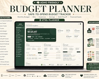 ADHD-Friendly Budget Planner Web App | Safe-to-Spend Tracker (Digital Download)
