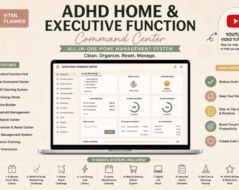 ADHD Home Management System, Executive Function Planner (Google Sheets)