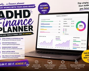 ADHD finance planner | budget tracker,saving goals,debt payoff | expense tracker | money management log