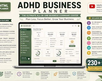 ADHD Business Planner Web App | Interactive 220+ Page Tracker (Digital Download)