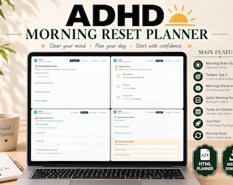 ADHD Morning Reset Planner | Digital HTML Tool for Focus & Productivity