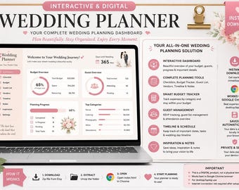 Digital Wedding Planner PDF | Complete Wedding Organizer Checklist|editable bridal budget kit