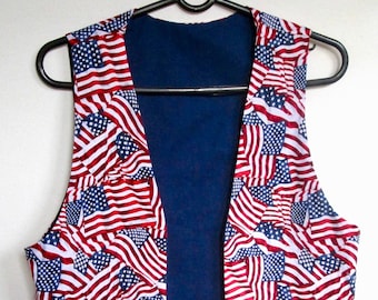 Vesties Foiled Flag Patriotic Fourth of July Men's or Women's Vest