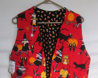 Vesties Witchie Woman Candy Corn Halloween Men's or Women's Reversible Vest