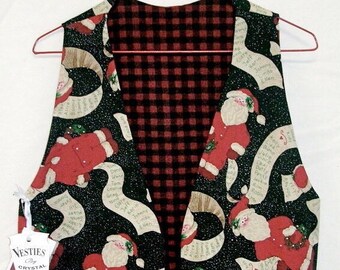 Vesties Santa's Naughty and Nice List Men's Women's Reversible Christmas Vest Size  2XL