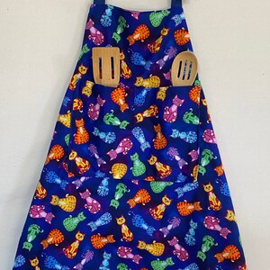 Reversible Whimsicle Cats Double Pocket Cotton Apron