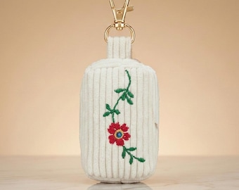 White corduroy poop bag dispenser | Customizable | Handmade in Germany