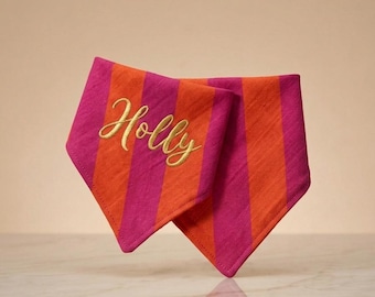 Personalized bandana for dogs | embroidered, printed | dopamine colors pink orange