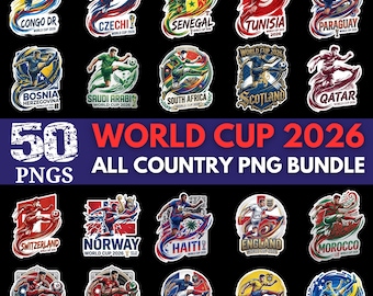 Football Worldcup 2026 Flags Bundle |40+ Countries 50+ Designs |Flags World Cup Poster |Sublimaion Tees Design |Digital Download