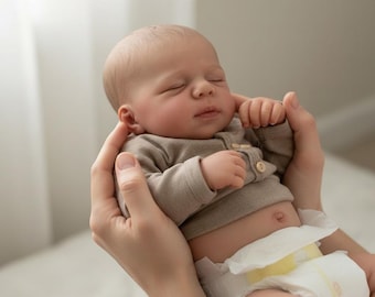 Muñeco bebé reborn realista hecho a mano de 49 cm (19 pulgadas) – Vinilo suave de silicona, regalo para bebé durmiendo