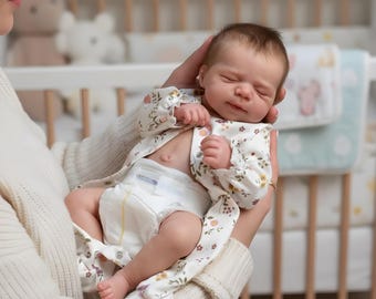 19-Zoll-Lebensechte Rebornbabypuppe - Ganzkörper-Vinyl Neugeborene, Silikon, realistisches schlafendes Baby mit verwurzelten Haaren