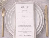 Minimalistische Menükarte Hochzeit Vorlage Canva editierbar | Hochzeitsmenü druckbar modern elegant | Wedding Menu Template Printable