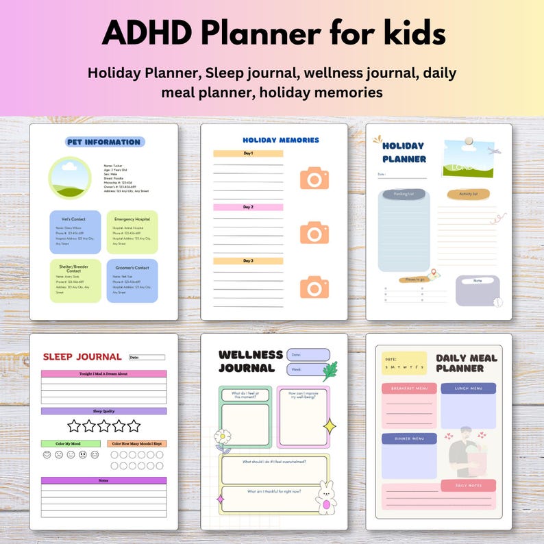 Colorful Adhd Routine Chart ADHD Kids Daily Planner Printable, Routine Checklist, Chore Chart ...