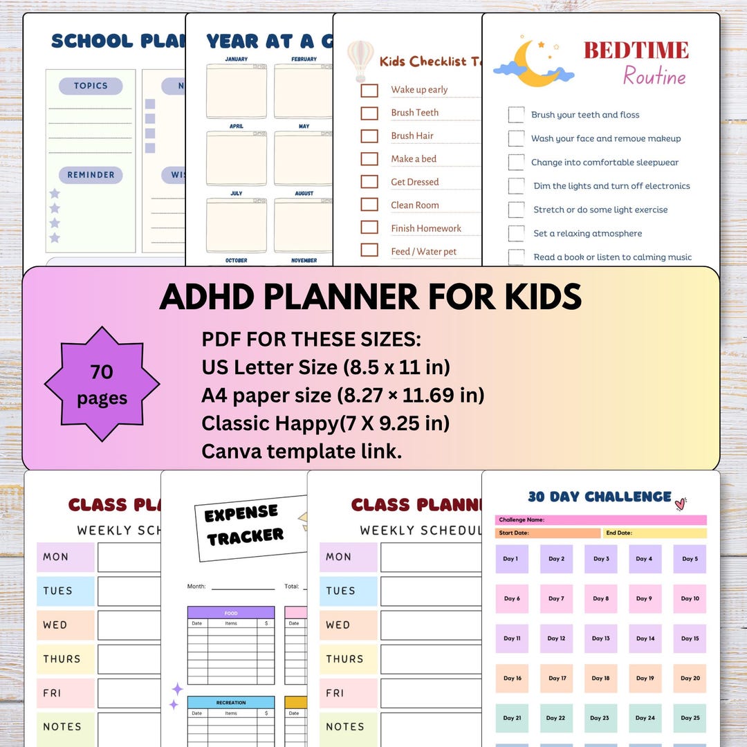 ADHD Kids Daily Planner Printable, Routine Checklist, Chore Chart ...