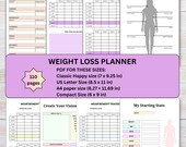 Weight Loss Planner Printable | Fitness Tracker PDF, Workout Log, Diet Planner, Health Journal Download